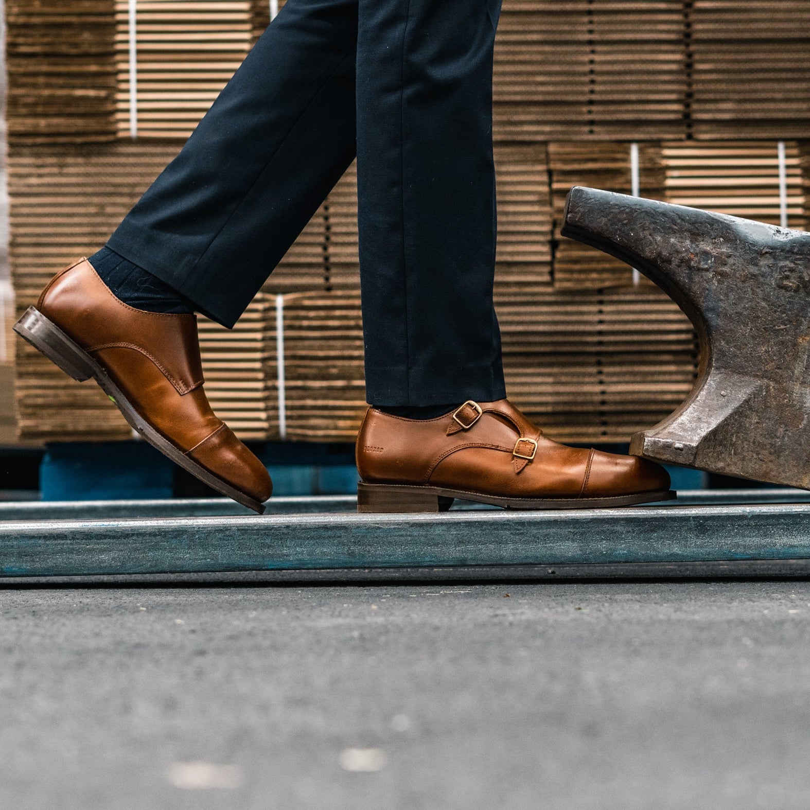 STEEL TOE MONK STRAP SHOE DANTE AMBER