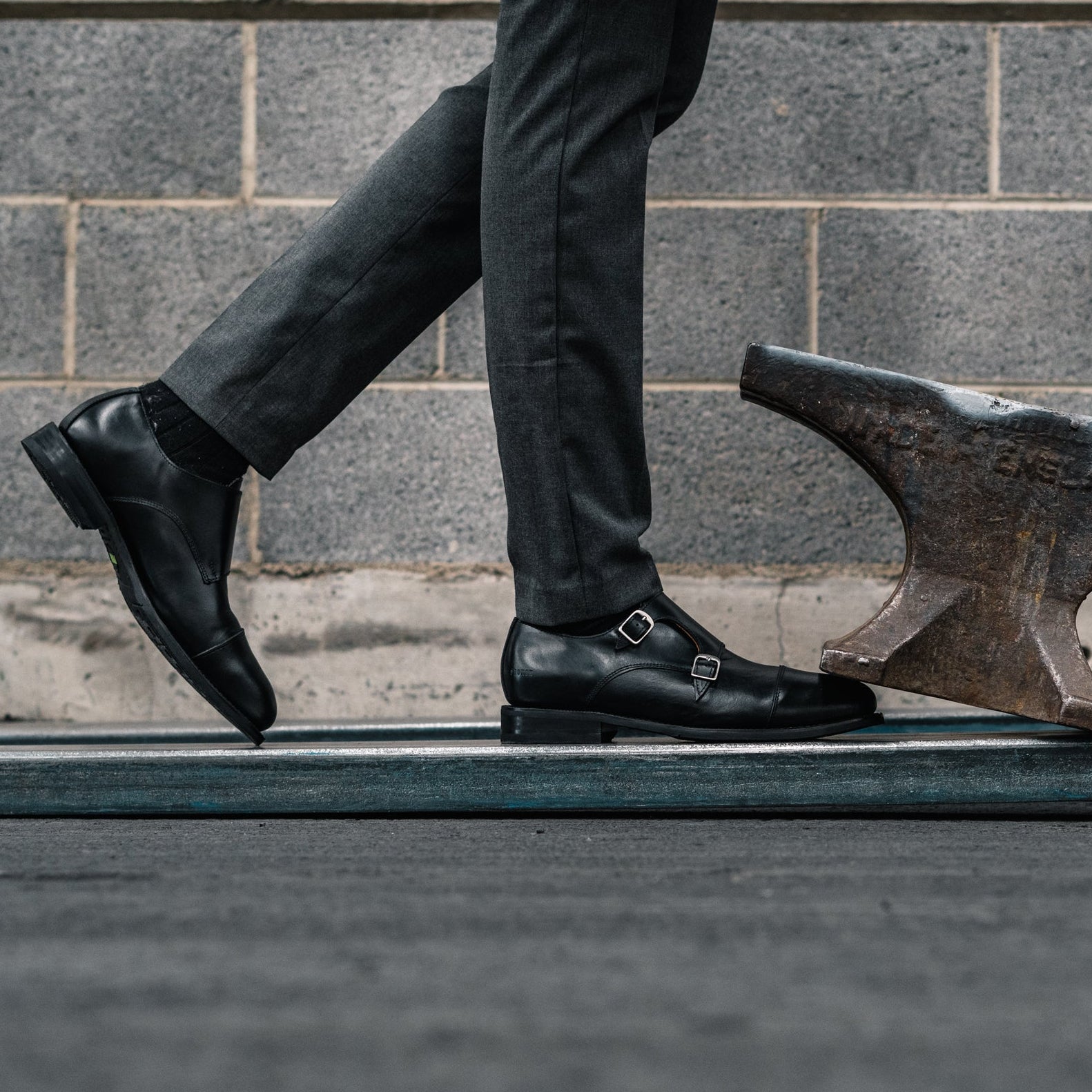 STEEL TOE MONK STRAP SHOE DANTE BLACK