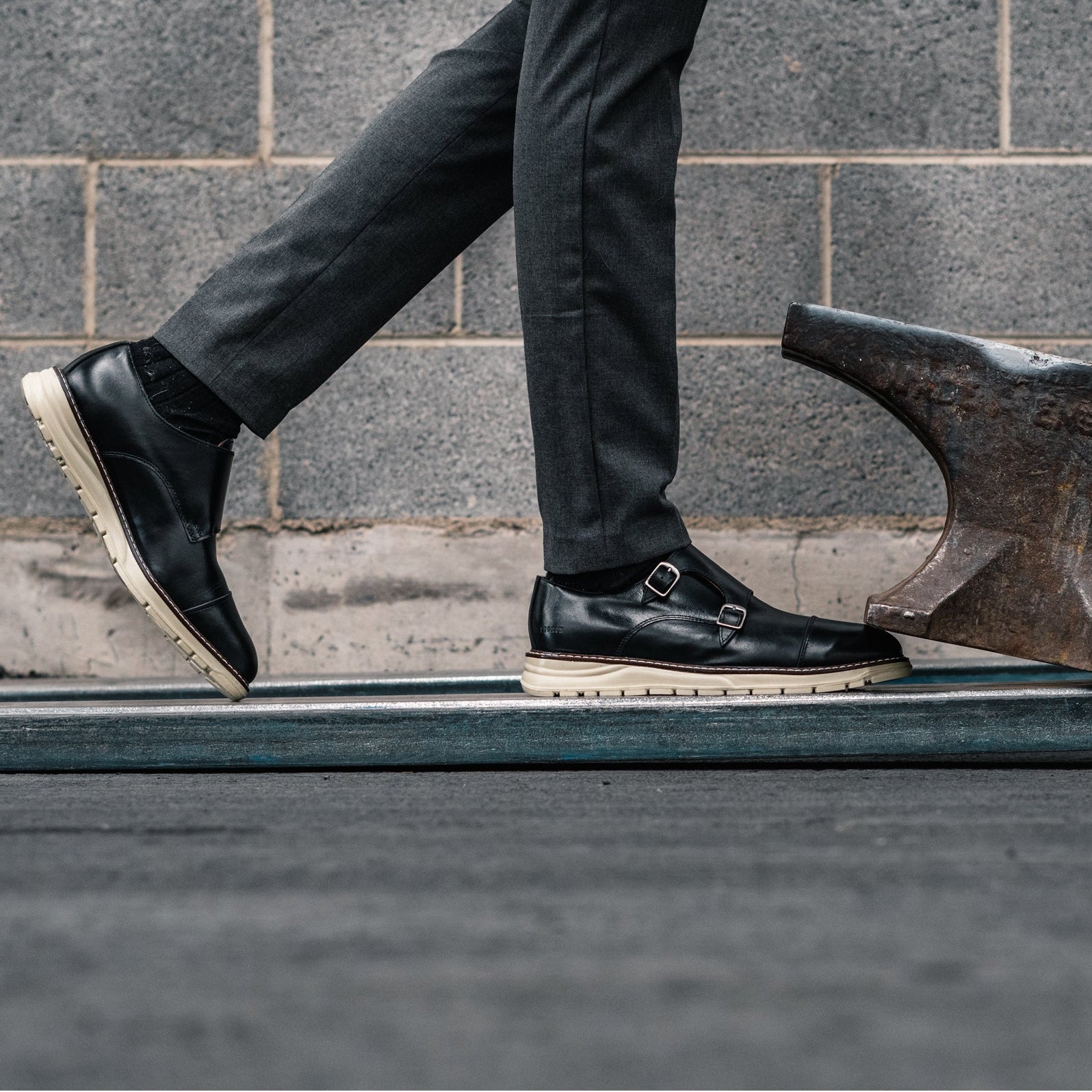 STEEL TOE MONK STRAP SHOE GRAND BLACK