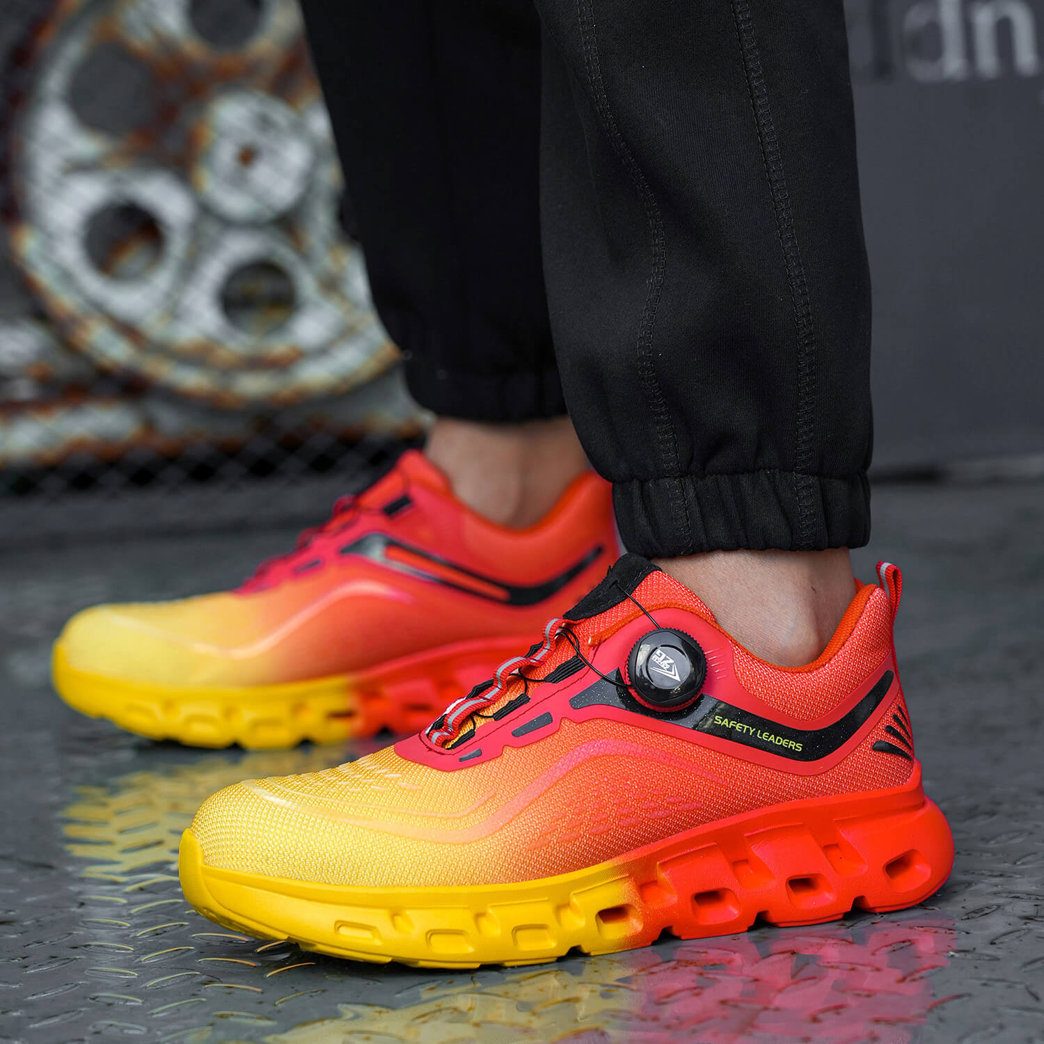 Maven Knob Lacing Stylish Steel Toe Work Sneakers