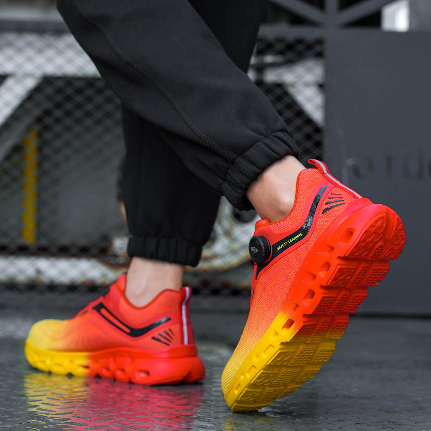 Maven Knob Lacing Stylish Steel Toe Work Sneakers