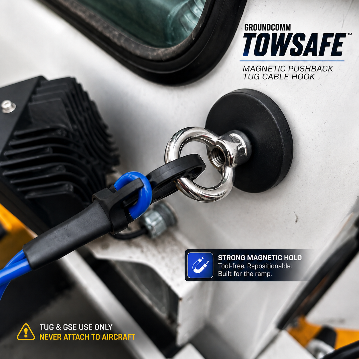 GroundComm TOWSAFE Magnetic Pushback Tug Cable Hook